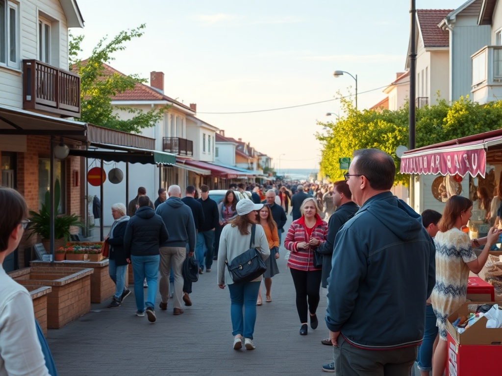 Ilustracja symbolizująca Dzień Ziemi z elementami morza i plaży charakterystycznymi dla Ustki.